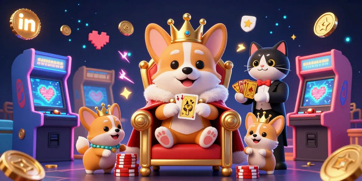 Experience thrilling action in a vibrant casino scene with a royal corgi and arcade elements.