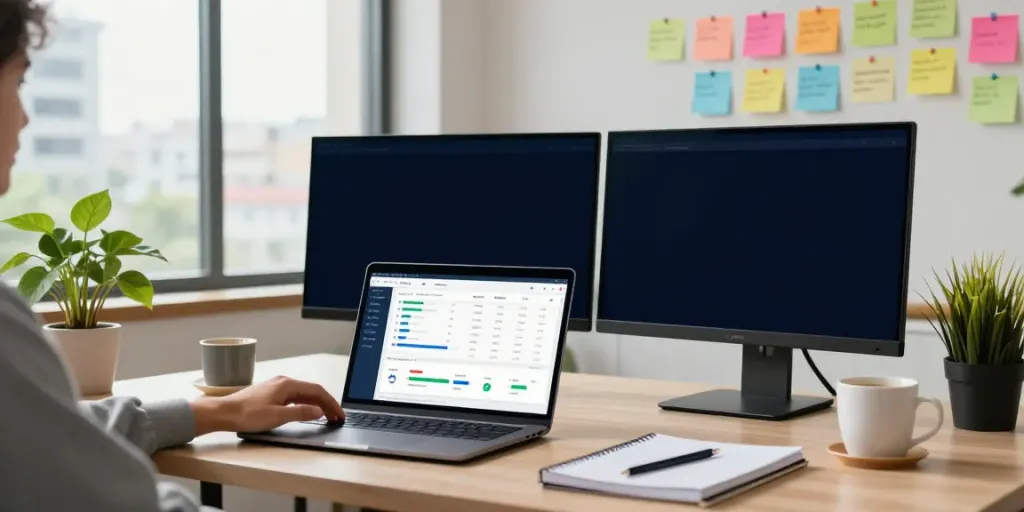 SEO expert analyzing instant indexing metrics in a modern digital marketing workspace.