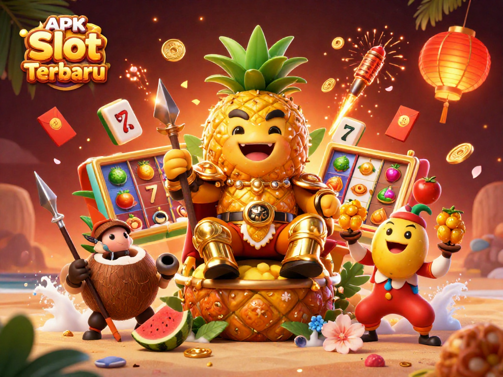 Experience the fun of APK Slot Terbaru with vibrant characters and rich casino elements.