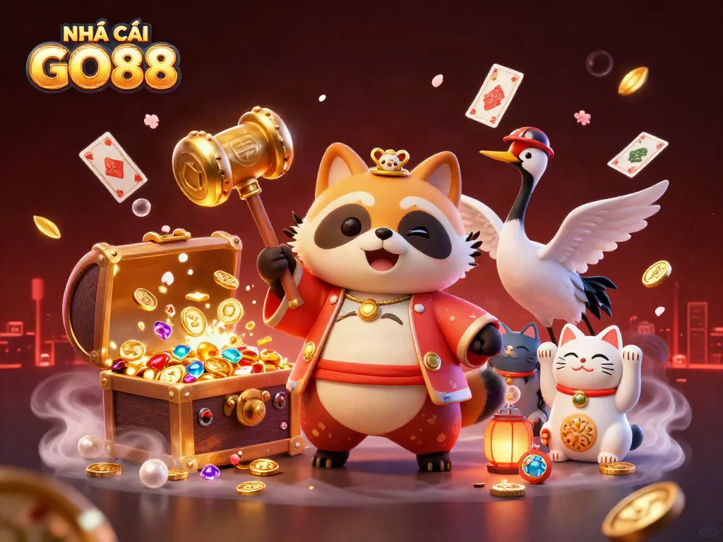 Experience thrilling gameplay at NHÀ CÁI GO88 with charming characters and vibrant casino elements.