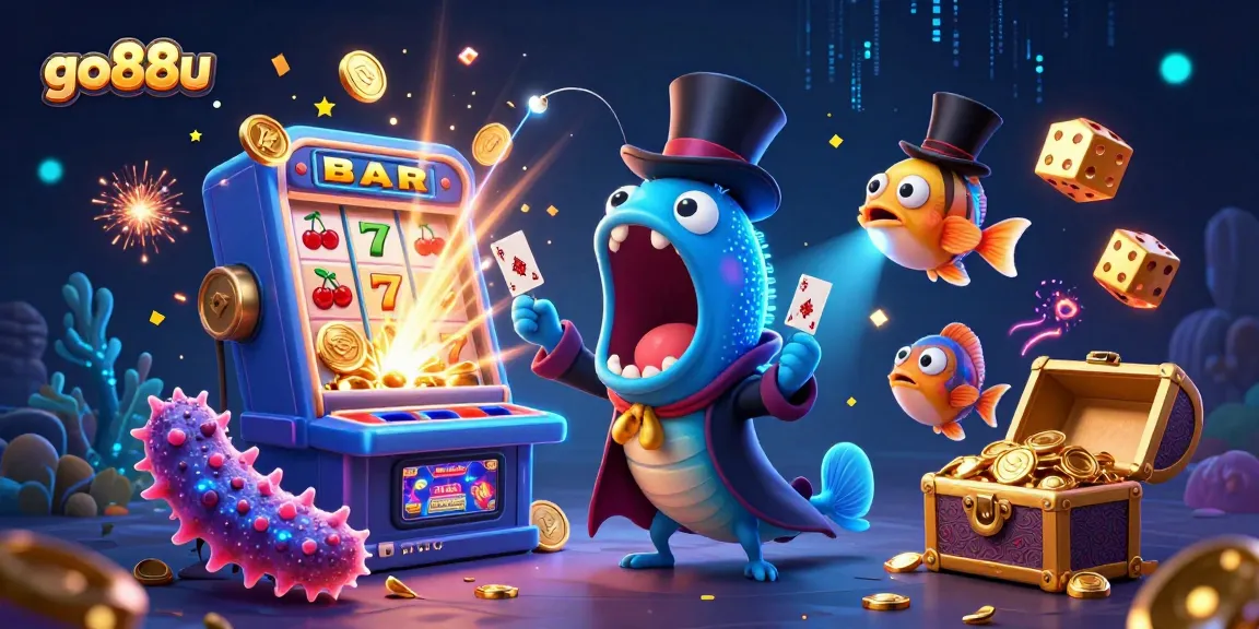 Capture the vibrant excitement at go88u, where players enjoy thrilling jackpot slots amidst a 3D magical ocean scene.
