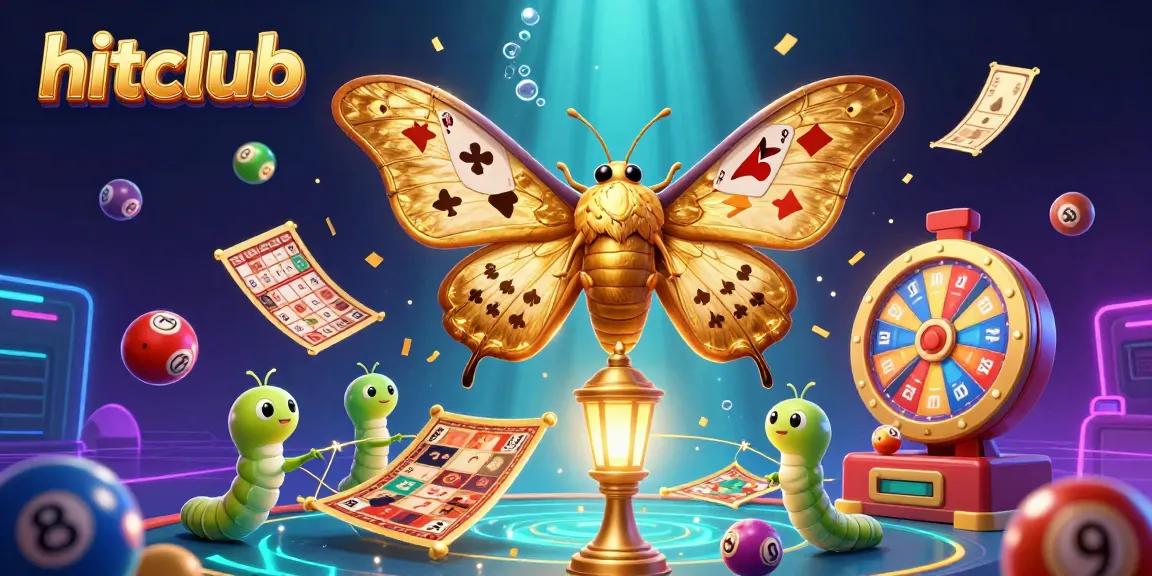 Experience thrilling gaming moments at hitclub with vibrant scenes of lottery balls and golden motes.